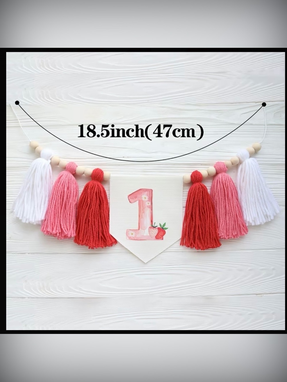 New ONE Birthday Tassel Garland Decoration Bohemian High Chair Party Strawberry